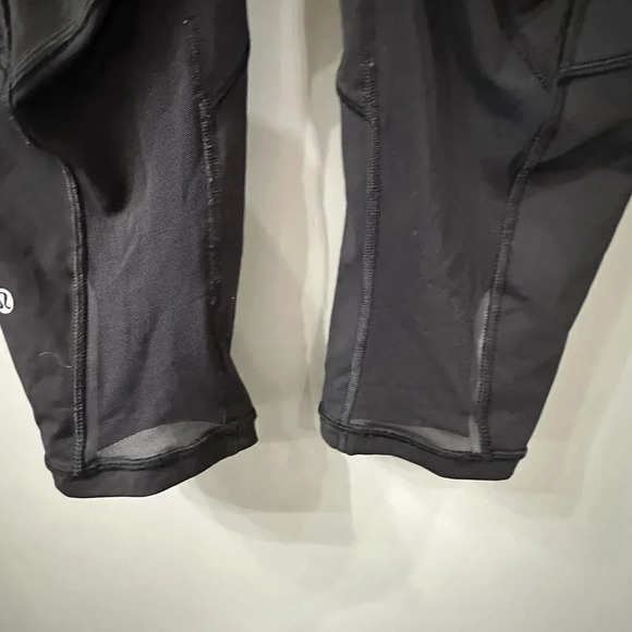 Lululemon Women Black Mesh Cropped Workout Leggings T60416 Size 8 - Picture 4 of 5